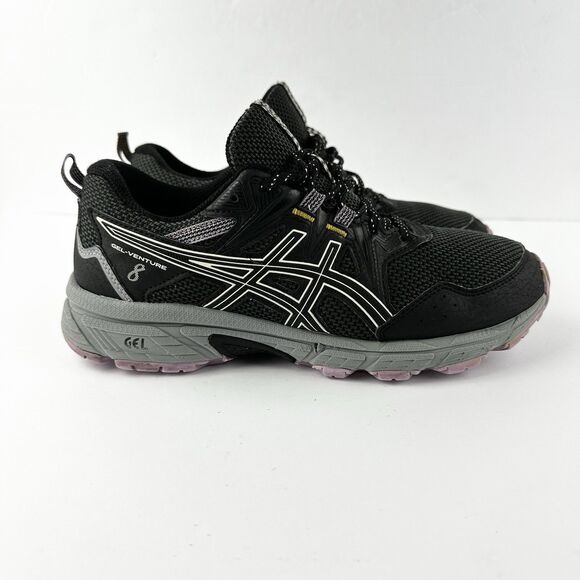 Size 8 - ASICS Gel-Venture 8 Black Lavender Women's Shoes Athletic - Picture 1 of 16